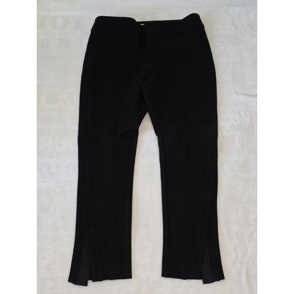 Anthropologie Black Slim Ankle Pants Side Slit Ribbon Detail Size 4 US 8 UK Chic